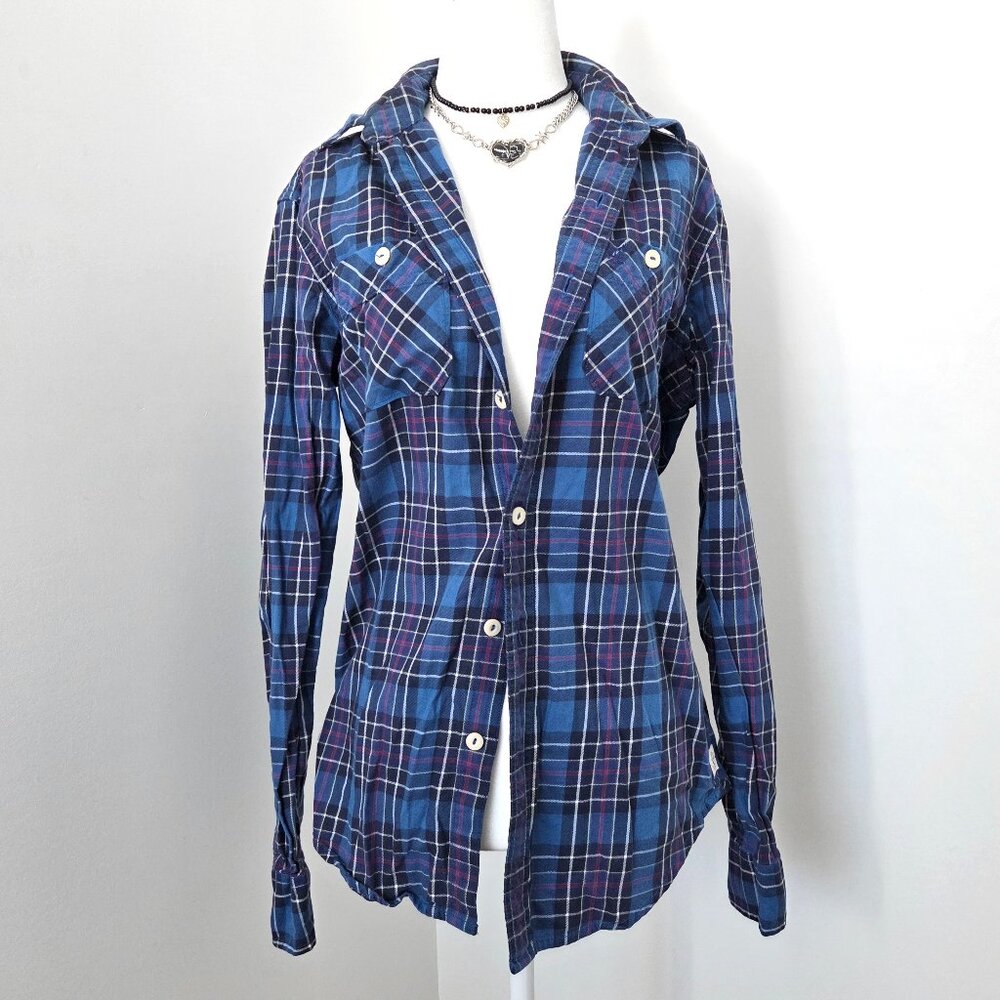 American Eagle Blue Plaid Button Down‎ Shirt Men’s XS Grunge Indie Tumblr 2010s
